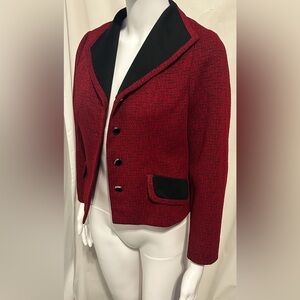 Rare Vintage S Red Tweed Tailored Blazer Clueless Inspired Preppy Academia Corp